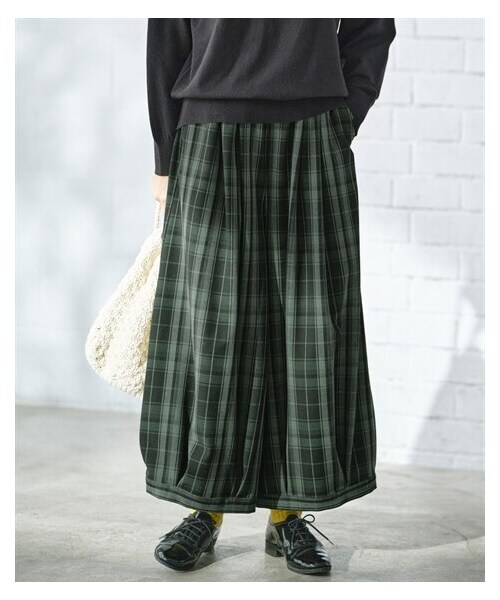 nissen（ニッセン）の「チェック柄コクーンパンツ【Otona Purete】（パンツ・レディース・ブラウン系/グリーン系・M/L/LL/3L/4L/5L/6L）」の14枚目の写真