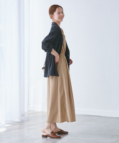 ROPE' PICNIC（ロペピクニック）の「【UVカット・接触冷感・イージーケア】スキッパーシャツワンピース（シャツワンピース・レディース・ベージュ/ネイビー/サックス・36/38）」の15枚目の写真
