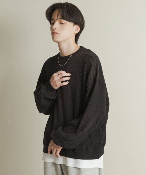 SENSE OF PLACE by URBAN RESEARCH(センスオブプレイスバイアーバンリサーチ)の「フェードワッフルバルーンスウェット(スウェット・メンズ・BLACK/BROWN/BLUE・M/L)」の8枚目の写真