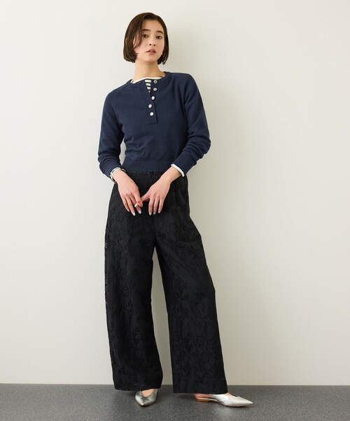 ROPE'（ロペ）の「ヘンリーネックラグランスリーブニットプルオーバー/イージーケア（ニット/セーター・レディース・ホワイト/ネイビー/レッド・F）」の19枚目の写真