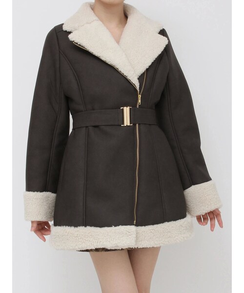 EATME（イートミー）の「フェイクムートンレディコート（ムートンコート・レディース・ベージュ/チョコレート/ダークブラウン・F）」の6枚目の写真