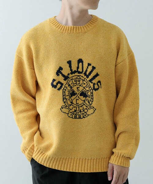 ITEMS URBANRESEARCH(アイテムズ アーバンリサーチ)の「カレッジロゴ モール クルーネック ニット(ニット/セーター・メンズ・NVY/BLK/BEG/MTD・M/L)」の4枚目の写真