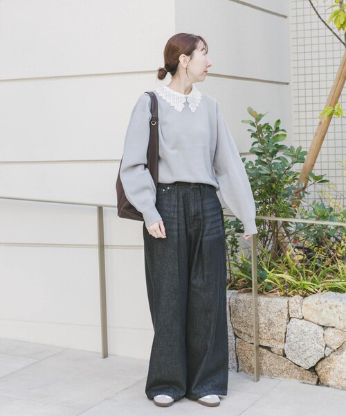 ITEMS URBANRESEARCH（アイテムズ アーバンリサーチ）の「衿レーススウェットライクニット（ニット/セーター・レディース・GRY/NVY/IVO・Free）」の14枚目の写真