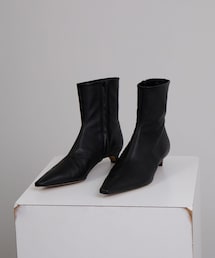 SALON adam et rope' | 【W S（ドゥーブル）】ポインテッドトゥ レザーヒールショートブーツ(ブーツ)