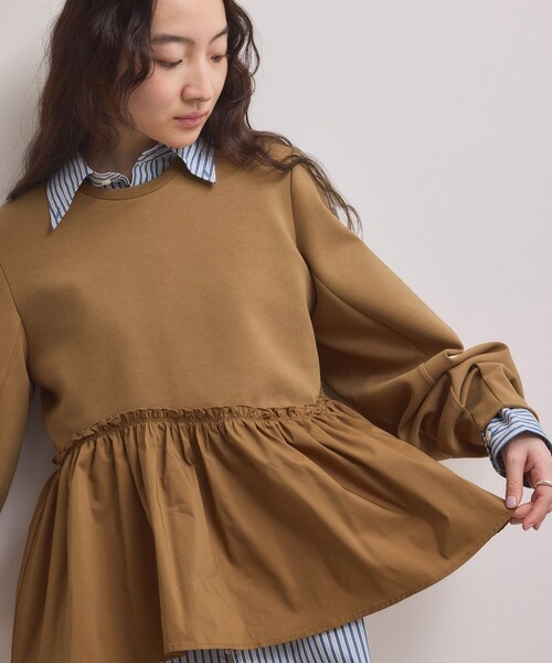 ADAM ET ROPE'(アダムエロペ)の「【WEB限定】ペプラムコンビプルオーバー(Tシャツ/カットソー・レディース・ブラック/ホワイト/キャメル・F)」の16枚目の写真