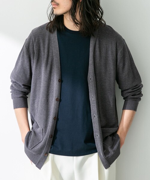 URBAN RESEARCH Sonny Label（アーバンリサーチサニーレーベル）の「『洗濯可』リネン混Vネックニットカーディガン（カーディガン/ボレロ・メンズ・オレンジ/オフ/グリーン/ネイビー・M/L）」の3枚目の写真
