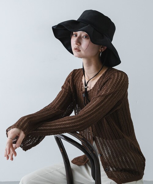 SENSE OF PLACE by URBAN RESEARCH（センスオブプレイスバイアーバンリサーチ）の「ジュートライクフリルハット（ハット・レディース・BLACK/BEIGE/BLK×WHT・One）」の10枚目の写真