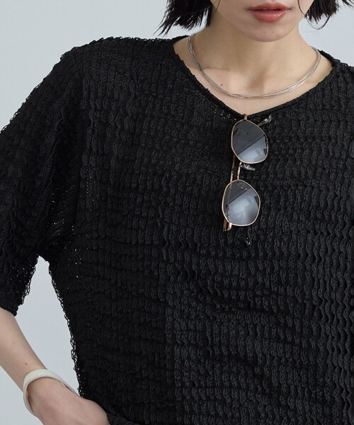 ADAM ET ROPE'(アダムエロペ)の「【WEB限定】ティアードラッセルシアーTシャツ(Tシャツ/カットソー・レディース・ブラック/ホワイト/サックス・F)」の5枚目の写真