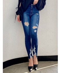 GYDA | H/W HEMダメージスキニーデニムパンツ(デニムパンツ)