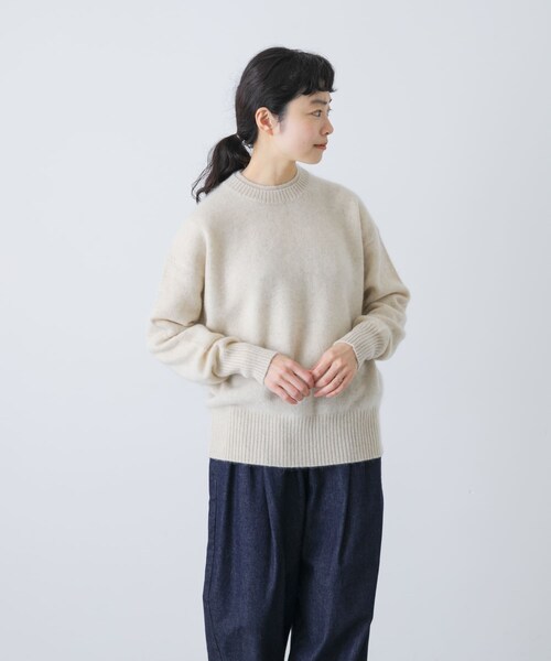 かぐれ（カグレ）の「TICCA　ヤククルーネックプルオーバー（ニット/セーター・レディース・ivory/light blue/grey・FREE）」の4枚目の写真
