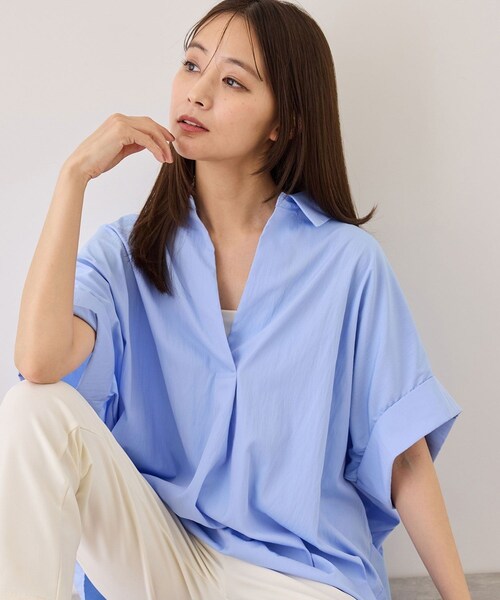 Jayro(ジャイロ)の「オーバーサイズスキッパーシャツ(シャツ/ブラウス・レディース・ブラック/ホワイト系/ベージュ系/ブルー系・M)」の4枚目の写真
