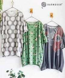 nissen | ＜大きいサイズ＞【BARNDOORコラボ】裾タックコクーンシルエットフレンチ袖ゆるっとチュニック(チュニック)