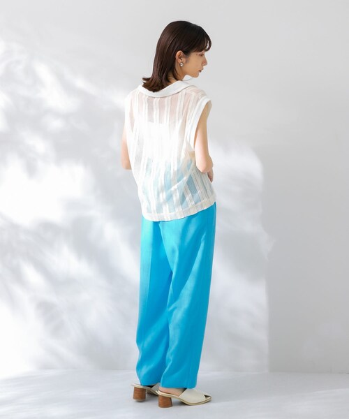 KBF（ケイビーエフ）の「レースノースリーブポロシャツ（ポロシャツ・レディース・L.BLUE/IVORY/BROWN・one）」の10枚目の写真