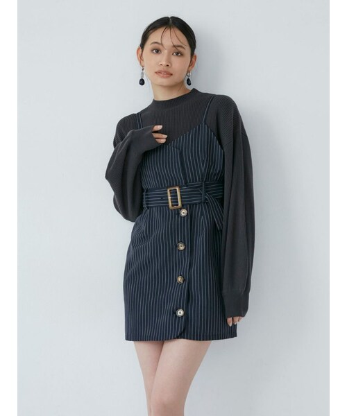 MURUA（ムルーア）の「キャミドッキングミニワンピース（ワンピース・レディース・ネイビー/ベージュ/グレー・1/2）」の16枚目の写真