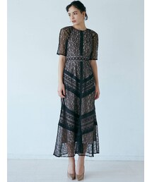 LAGUNAMOON | LADYショルダーギャザーレースマキシワンピース(ドレス)