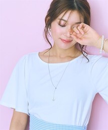 marun | ＜大きいサイズ＞袖フレアバックリボン刺しゅうTシャツ marun(Tシャツ/カットソー)