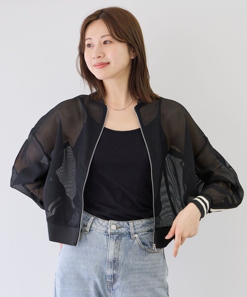 Jayro(ジャイロ)の「【セットアップ可】ラインメッシュブルゾン(ブルゾン・レディース・ブラック/ベージュ・M)」の4枚目の写真