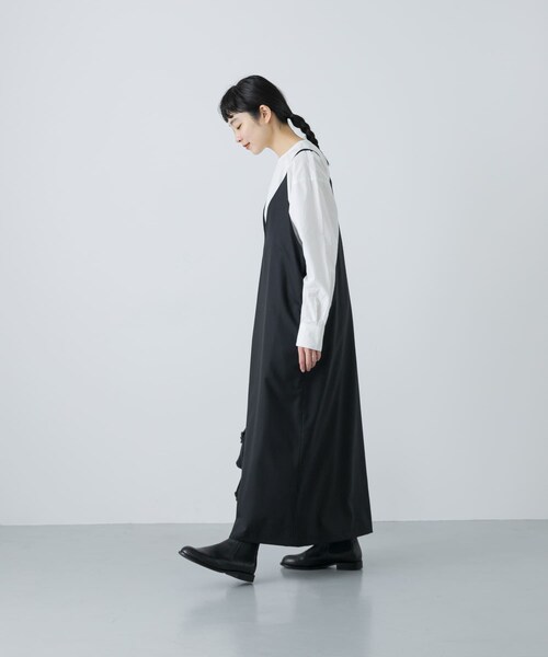 かぐれ（カグレ）の「『2WAY仕様』ウールトロVネックワンピース（ワンピース・レディース・CHARCOAL/BLACK・FREE）」の9枚目の写真
