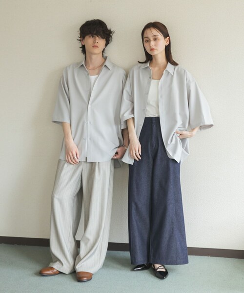 SENSE OF PLACE by URBAN RESEARCH(センスオブプレイスバイアーバンリサーチ)の「『ユニセックス』エクストラルーズショートスリーブシャツ(シャツ/ブラウス・メンズ・L.GRAY/CHARCOAL/MINT/BROWN・M/L)」の11枚目の写真