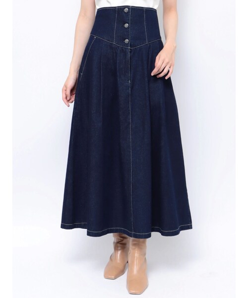 LAGUNAMOON（ラグナムーン）の「【CIMARRON】フロントボタンフレアスカート（デニムスカート・レディース・ブラック/インディゴ・S/M）」の7枚目の写真