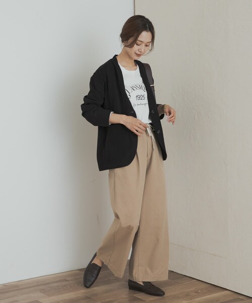 URBAN RESEARCH DOORS（アーバンリサーチドアーズ）の「ノーカラージャケット（ノーカラージャケット・レディース・GREIGE/BLACK・M）」の20枚目の写真