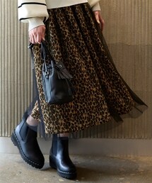 nissen | 大きいサイズ プリントチュールスカート（ゆったりヒップ）(スカート)