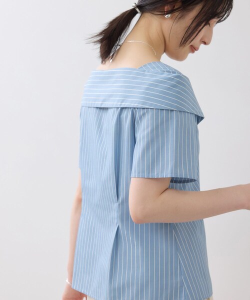 VIS（ビス）の「【夏トク価格】オフショルライクハーフスリーブブラウス/イージーケア（シャツ/ブラウス・レディース・ホワイト系/ダークブラウン系/ブルー系・F）」の3枚目の写真
