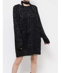 EVRIS | ヘアリーボリュームラメニットワンピース(ワンピース)