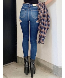 GYDA | H/W ダブルBACKRIPPED デニムスキニーパンツ(デニムパンツ)