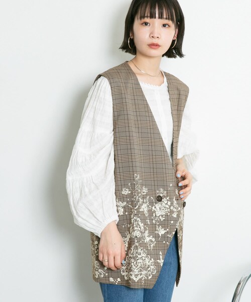 KBF（ケイビーエフ）の「レースプリントチェックベスト（ベスト・レディース・GRAY/BROWN・one）」の22枚目の写真