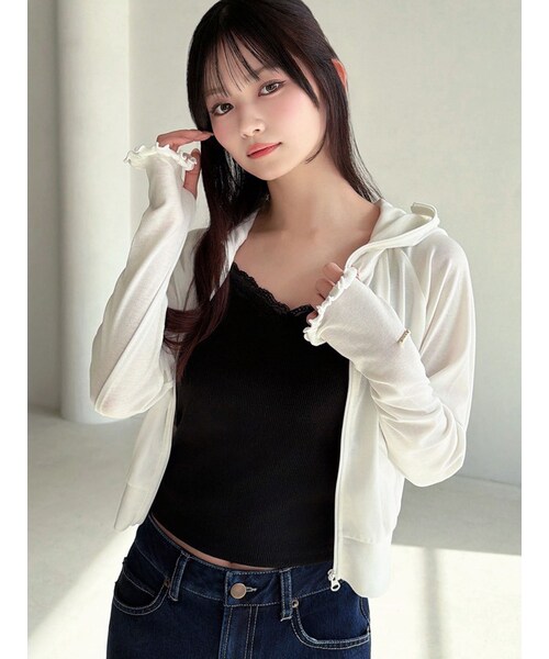 RESEXXY（リゼクシー）の「【UVカット】ベーシックパーカー（パーカー・レディース・ホワイト/ブラック/ピンク/ブルー・F）」の5枚目の写真