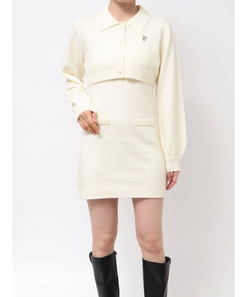 dazzlin（ダズリン）の「2ピースニットミニワンピース（ワンピース・レディース・チャコールグレー/アイボリー/ピンク/パープル・S/M/F）」の3枚目の写真