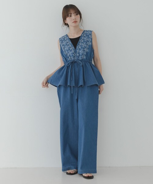 URBAN RESEARCH Sonny Label（アーバンリサーチサニーレーベル）の「クロス刺繍ペプラムサロペット（つなぎ/オールインワン・レディース・インディゴ/L.インディゴ・36/38）」の19枚目の写真