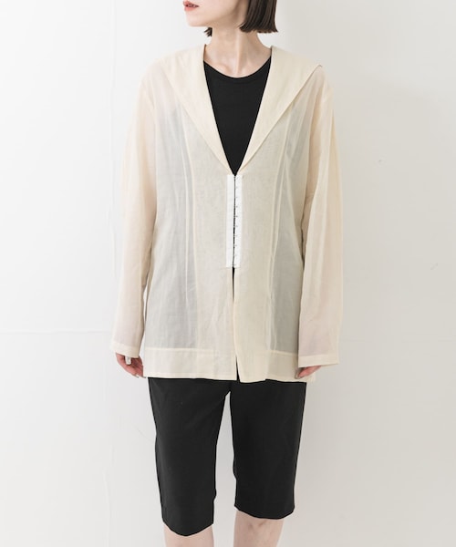 URBAN RESEARCH(アーバンリサーチ)の「new basic SHEER VOILE SAILOR SHIRTS(シャツ/ブラウス・レディース・BLACK/IVORY・Free)」の1枚目の写真