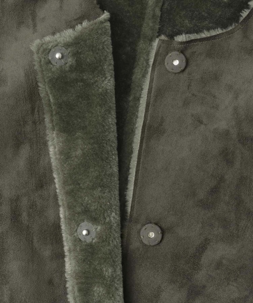 SENSE OF PLACE by URBAN RESEARCH(センスオブプレイスバイアーバンリサーチ)の「ノーカラームートンコート∴(ムートンコート・レディース・NAVY/GREIGE/KHAKI・FREE)」の15枚目の写真