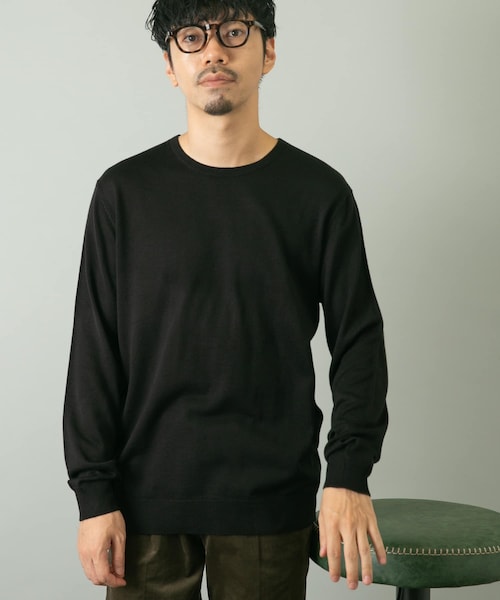 URBAN RESEARCH ROSSO（アーバンリサーチロッソ）の「『一部WEB限定カラー』『XLサイズあり』『UR TECH』ハイゲージクルーネックニット（ニット/セーター・メンズ・GRAY/BEIGE/NAVY/BLACK/L.BROWN・M/L/XL）」の9枚目の写真