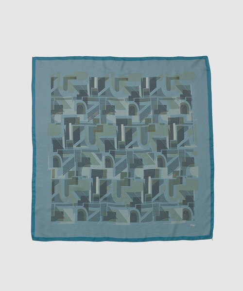 ROPE'(ロペ)の「RモノグラムシルクスカーフL(バンダナ/スカーフ・レディース・ベージュ/ブルー系/レッド・F)」の2枚目の写真