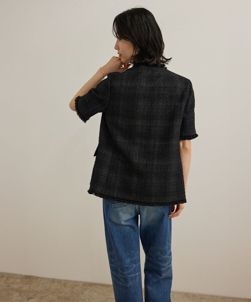 ROPE'（ロペ）の「サマーツイードハーフスリーブジャケット（ノーカラージャケット・レディース・ブラック/オフホワイト・F）」の20枚目の写真