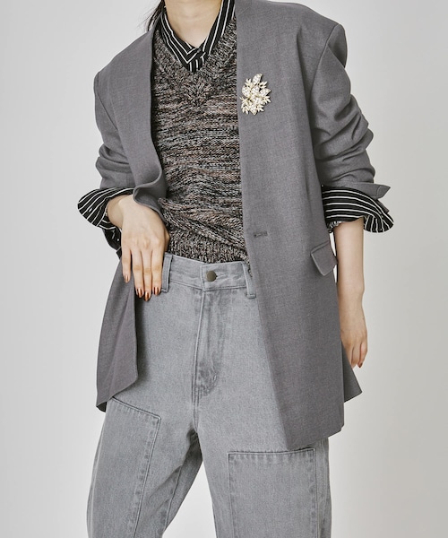 ADAM ET ROPE'（アダムエロペ）｜ノーカラージャケット（グレー系