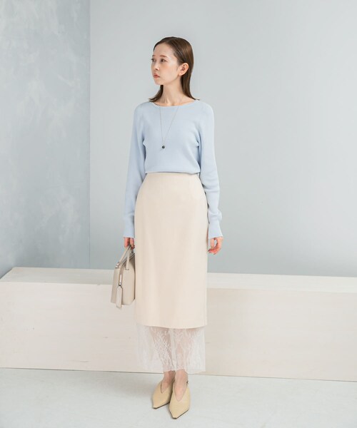 URBAN RESEARCH ROSSO（アーバンリサーチロッソ）の「シルク混スリットスリーブリブニット（ニット/セーター・レディース・OFF WHITE/SAX/YELLOW/NAVY・Free）」の14枚目の写真