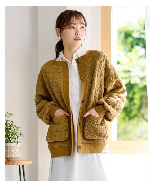 nissen（ニッセン）の「大きいサイズカットキルトゆるシルエットカーディガン（カーディガン/ボレロ・レディース・マスタード/アイボリー/グレイッシュブルー/黒・L~LL相当/3L~4L相当/5L~6L相当/8L相当/10L相当）」の17枚目の写真