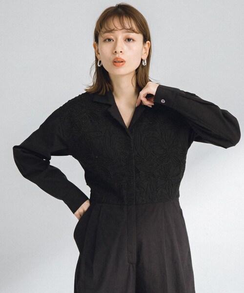 URBAN RESEARCH Sonny Label（アーバンリサーチサニーレーベル）の「エンブロイダリーオールインワン（サロペット/オーバーオール・レディース・ブラック/ベージュ・36/38）」の5枚目の写真