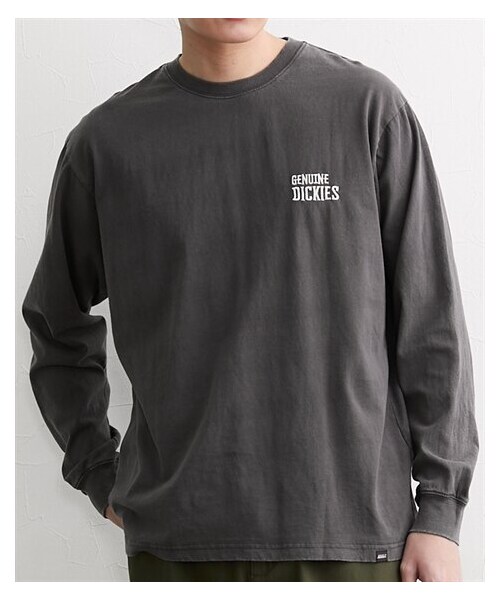 nissen（ニッセン）の「天竺パウダーブリーチ加工バックプリント長袖Tシャツ　GENUINE Dickies（Tシャツ/カットソー・メンズ・オフホワイト/スミクロ・M/L/LL）」の2枚目の写真