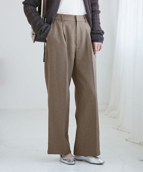 ROPE' PICNIC(ロペピクニック)の「レディハンサムシリーズ ウールライクウエストタックセミワイドパンツ/セットアップ対応(スラックス・レディース・ブラック系/グレー/ライトグレー/ベージュ系/ネイビー・L/M/S)」の20枚目の写真