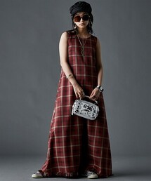 nissen | タータンチェックAラインマキシワンピース＜大きいサイズ有＞GEVS.(ワンピース)