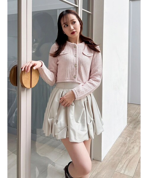 dazzlin（ダズリン）の「スプリングニットジャケット（ノーカラージャケット・レディース・アイボリー/ピンク/ブルー・F）」の8枚目の写真