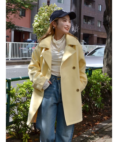 Ungrid（アングリッド）の「ハイネックミドル丈コート（その他アウター・レディース・アイボリー/ネイビー/イエロー・S/M）」の14枚目の写真