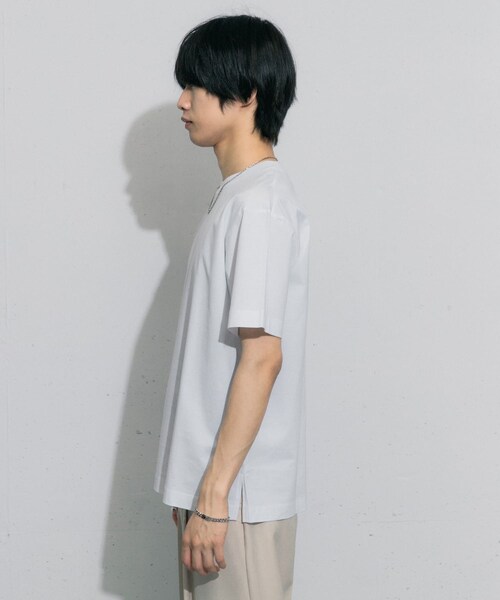 SENSE OF PLACE by URBAN RESEARCH（センスオブプレイスバイアーバンリサーチ）の「シルケットTシャツ(5分袖)（Tシャツ/カットソー・メンズ・WHITE/BLACK/CHARCOAL/GREEN・S/M/L）」の13枚目の写真