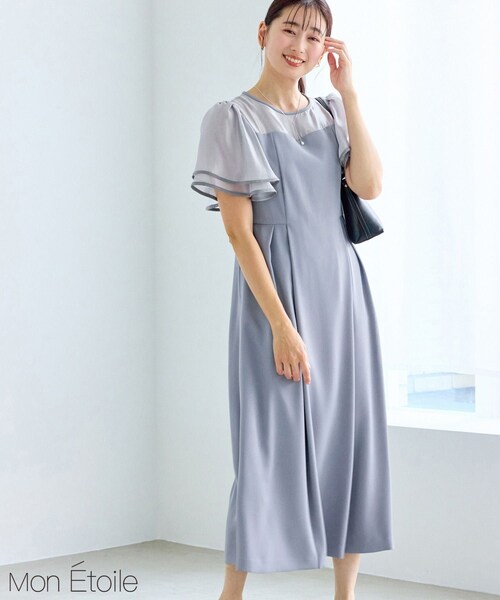ROPE' PICNIC(ロペピクニック)の「【Mon E’toile/モンエトワール】フレア袖ビスチェデザインワンピース(ドレス・レディース・ブラック/グリーン/サックス・M/S)」の6枚目の写真