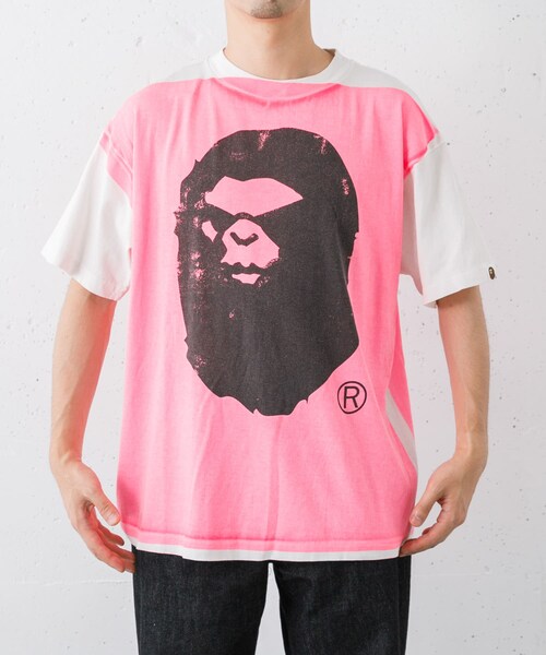 URBAN RESEARCH（アーバンリサーチ）の「SAINT M××××××　BAPE HANDPRINT（Tシャツ/カットソー・メンズ・WHT/PNK・M/L/XL）」の5枚目の写真